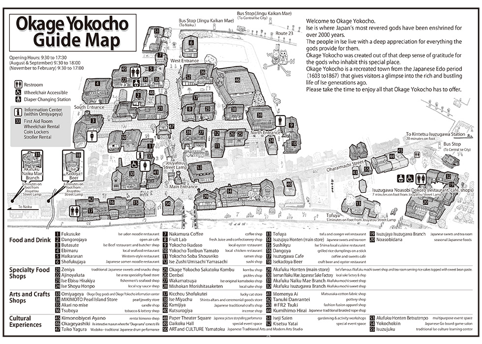 Illustrate map of Okage Yokocho